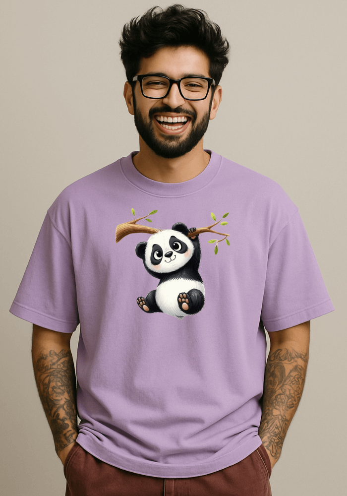 Playful Panda Oversized Drop Shoulder t-shirt for men and women