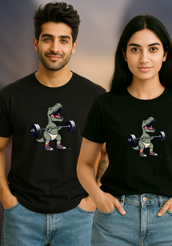 T-Rex Trouble – Cartoon Dinosaur Regular Fit T-Shirt for men and women