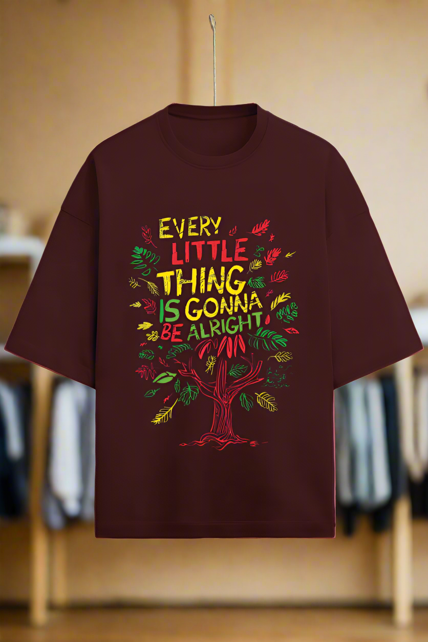 Oversized Terry Cotton T-Shirt for Men and Women - Everything Will Be All right