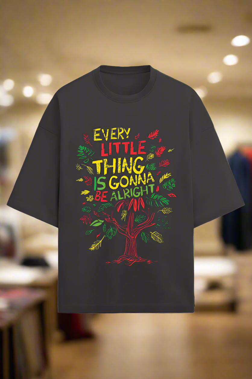 Oversized Terry Cotton T-Shirt for Men and Women - Everything Will Be All right