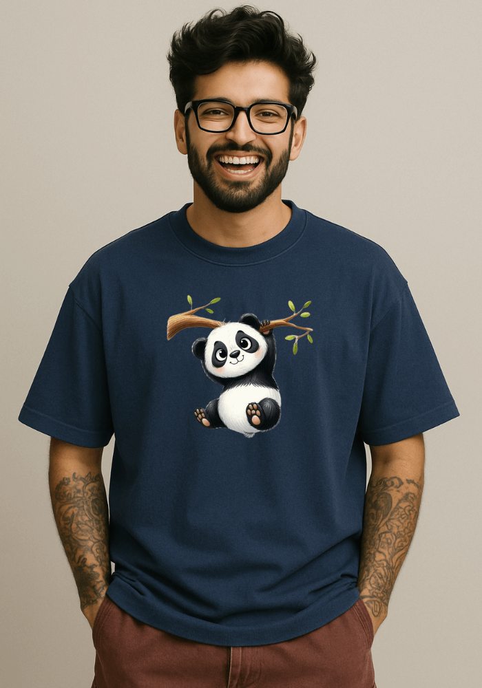 Playful Panda Oversized Drop Shoulder t-shirt for men and women