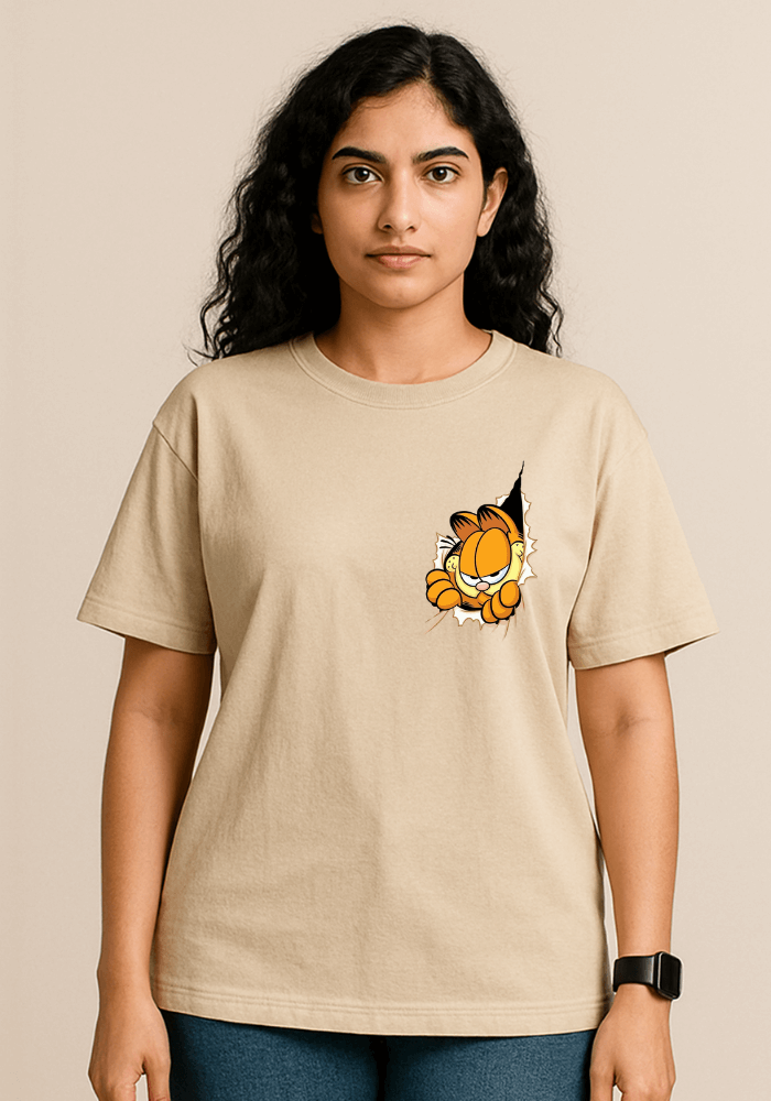 Garfield Peek Through Oversized Drop Shoulder T-Shirt