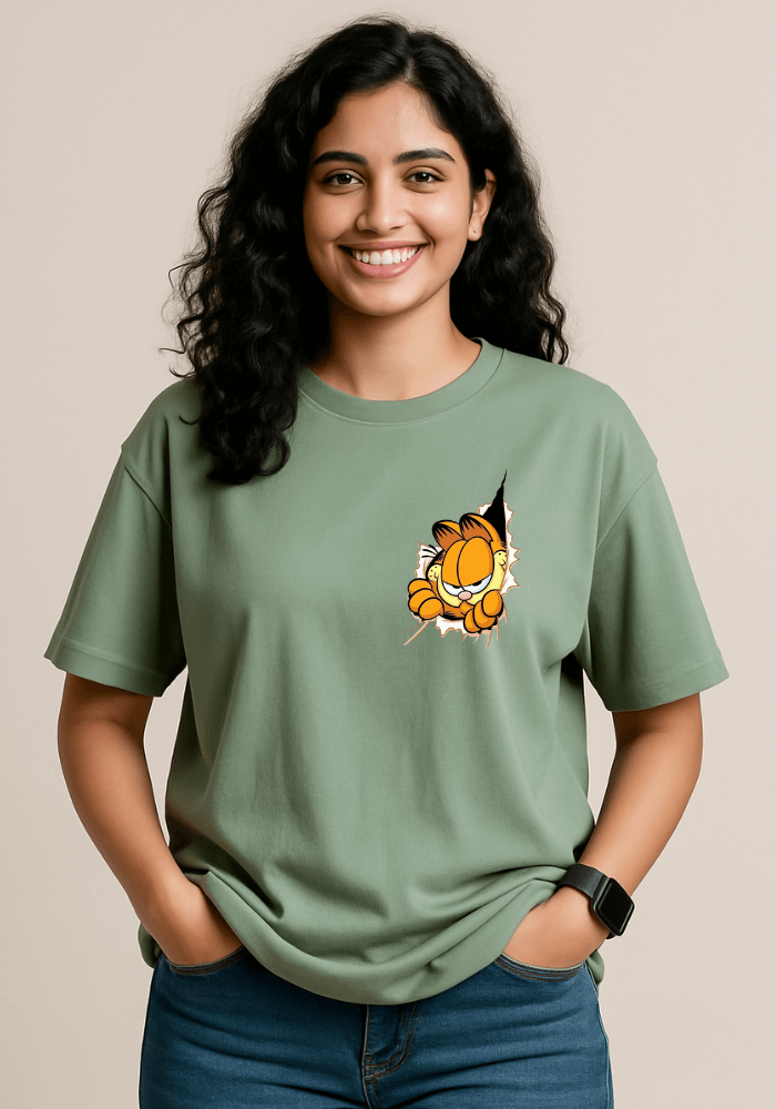 Garfield Peek Through Oversized Drop Shoulder T-Shirt