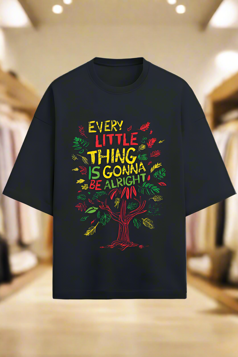 Oversized Terry Cotton T-Shirt for Men and Women - Everything Will Be All right
