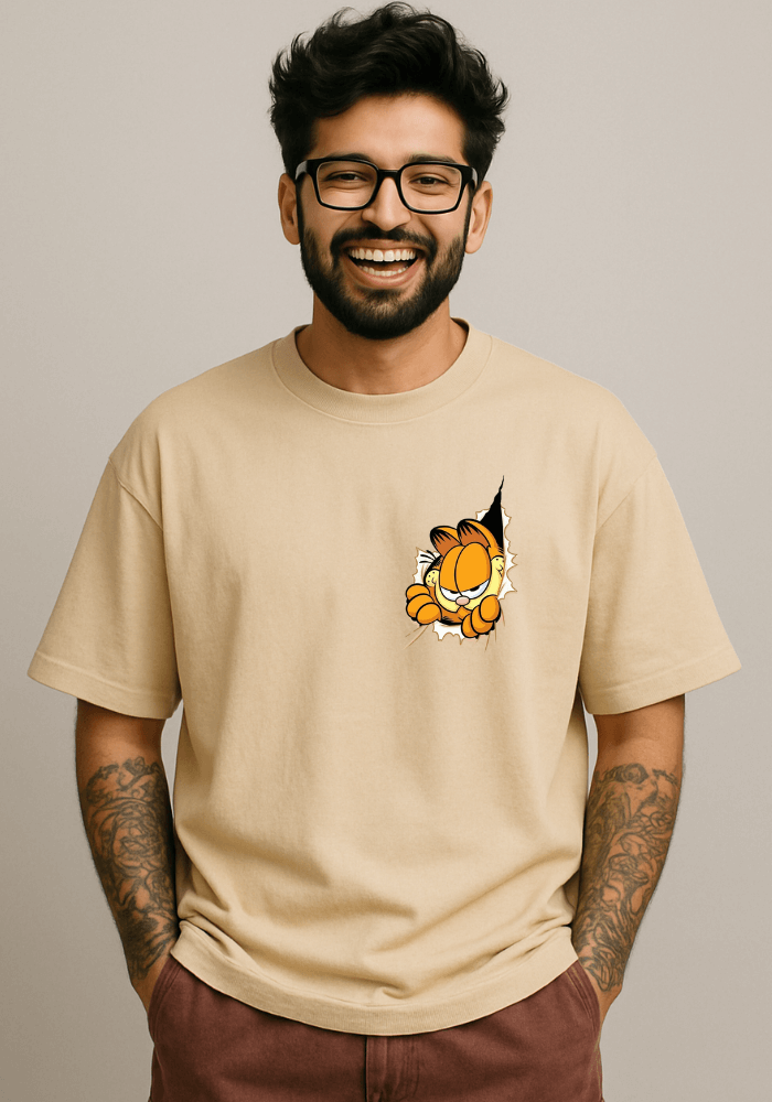 Garfield Peek Through Oversized Drop Shoulder T-Shirt
