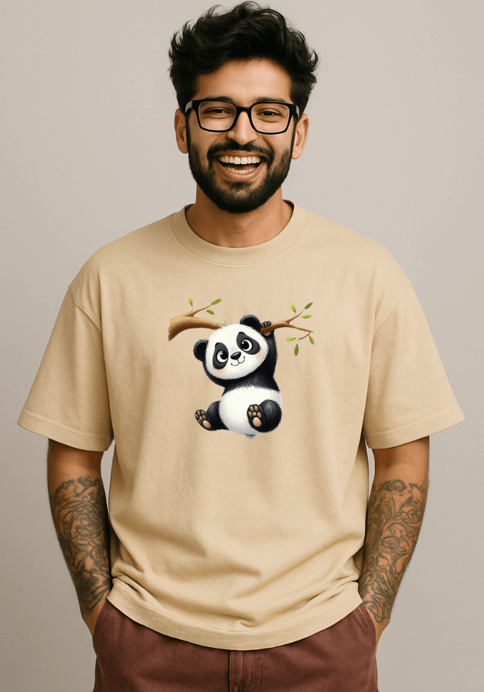 Playful Panda Oversized Drop Shoulder t-shirt for men and women