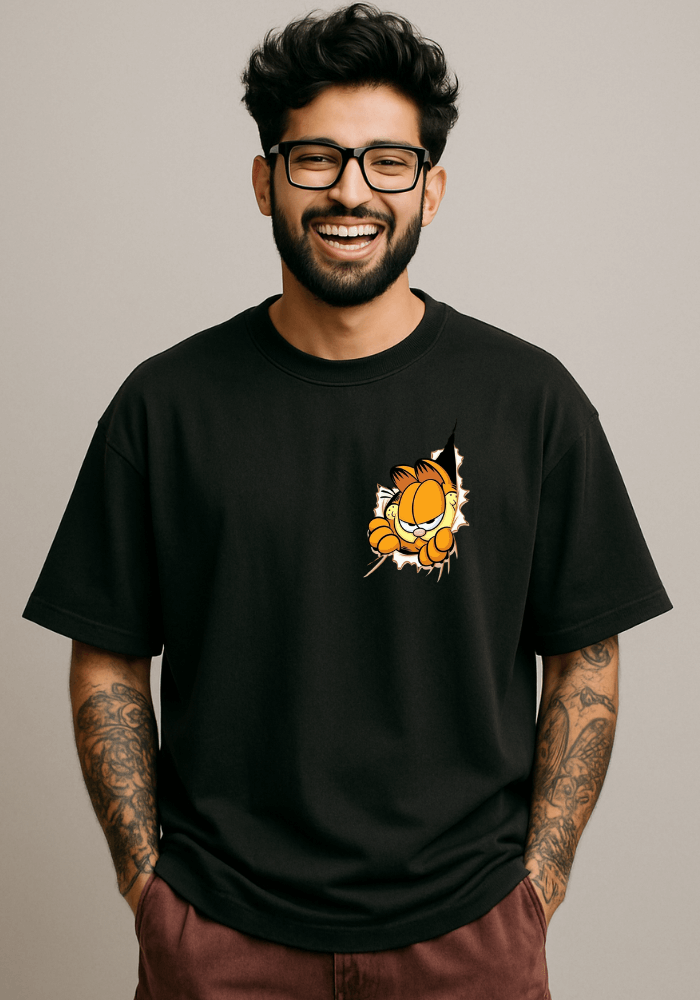 Garfield Peek Through Oversized Drop Shoulder T-Shirt