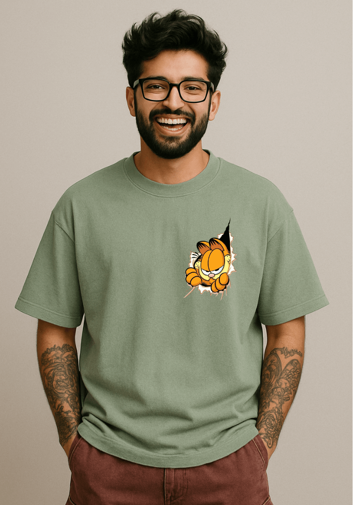 Garfield Peek Through Oversized Drop Shoulder T-Shirt
