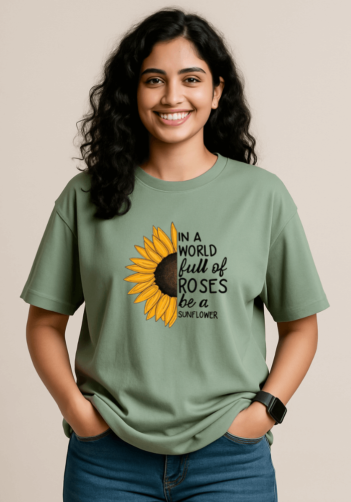 Be a Sunflower – Oversized Drop Shoulder T-Shirt