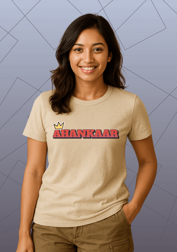 Premium Honeycomb Cotton Regular Fit T-Shirt with Bold “Ahankaar” English Typography Print for Unapologetic Style