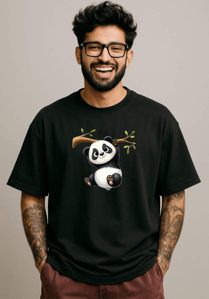 Playful Panda Oversized Drop Shoulder t-shirt for men and women