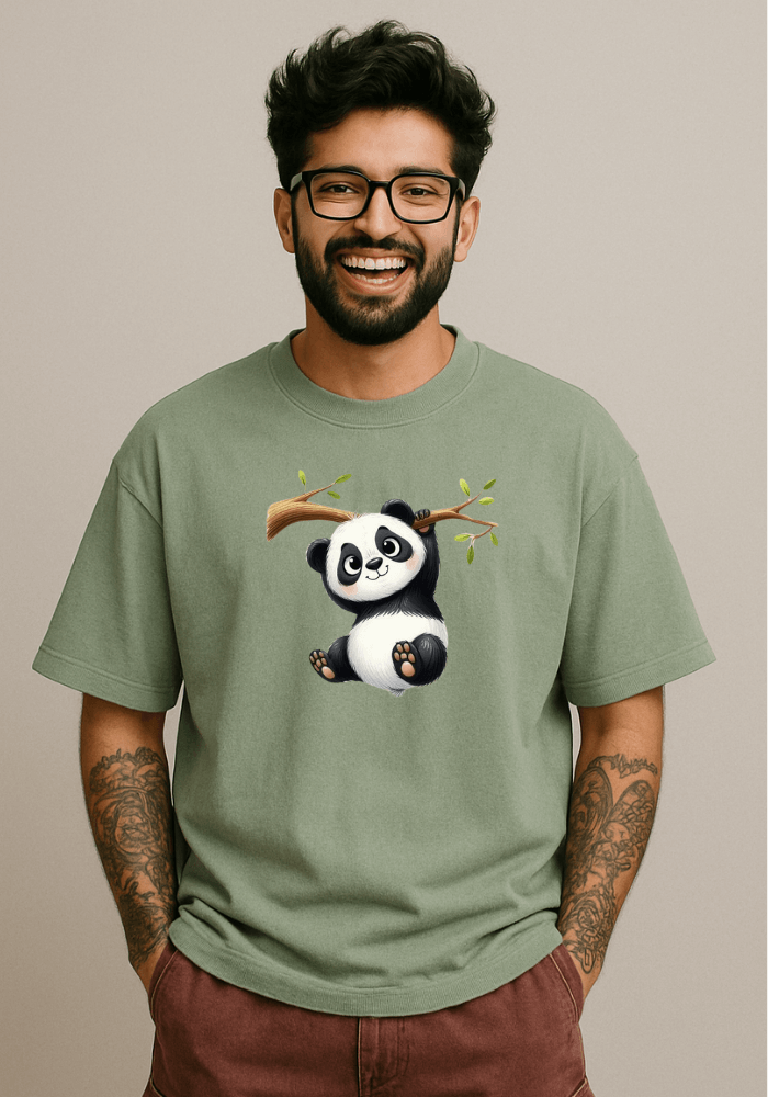 Playful Panda Oversized Drop Shoulder t-shirt for men and women