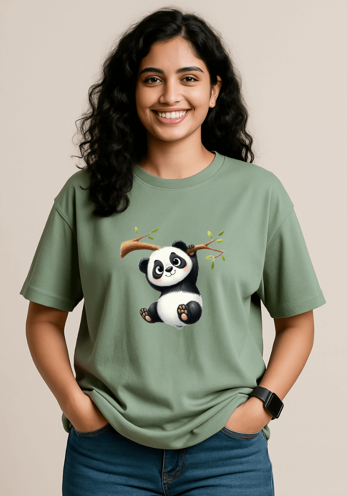 Playful Panda Oversized Drop Shoulder t-shirt for men and women