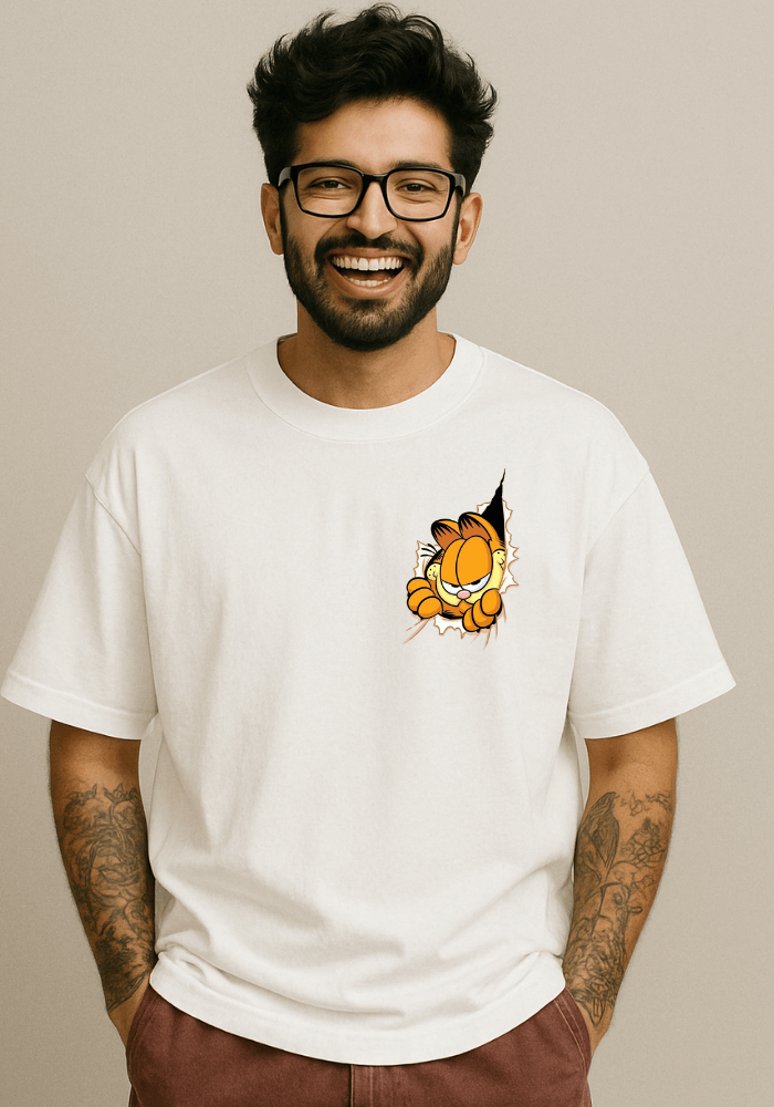 Garfield Peek Through Oversized Drop Shoulder T-Shirt