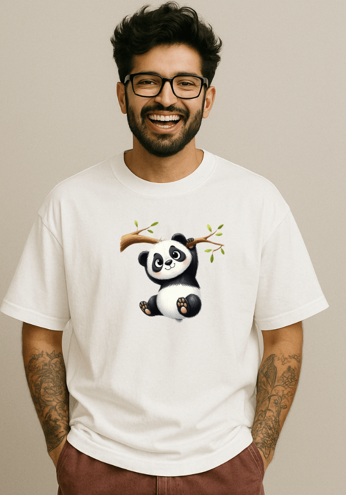 Playful Panda Oversized Drop Shoulder t-shirt for men and women