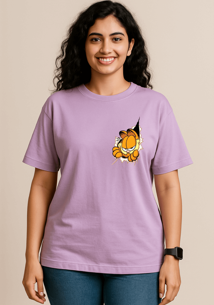 Garfield Peek Through Oversized Drop Shoulder T-Shirt