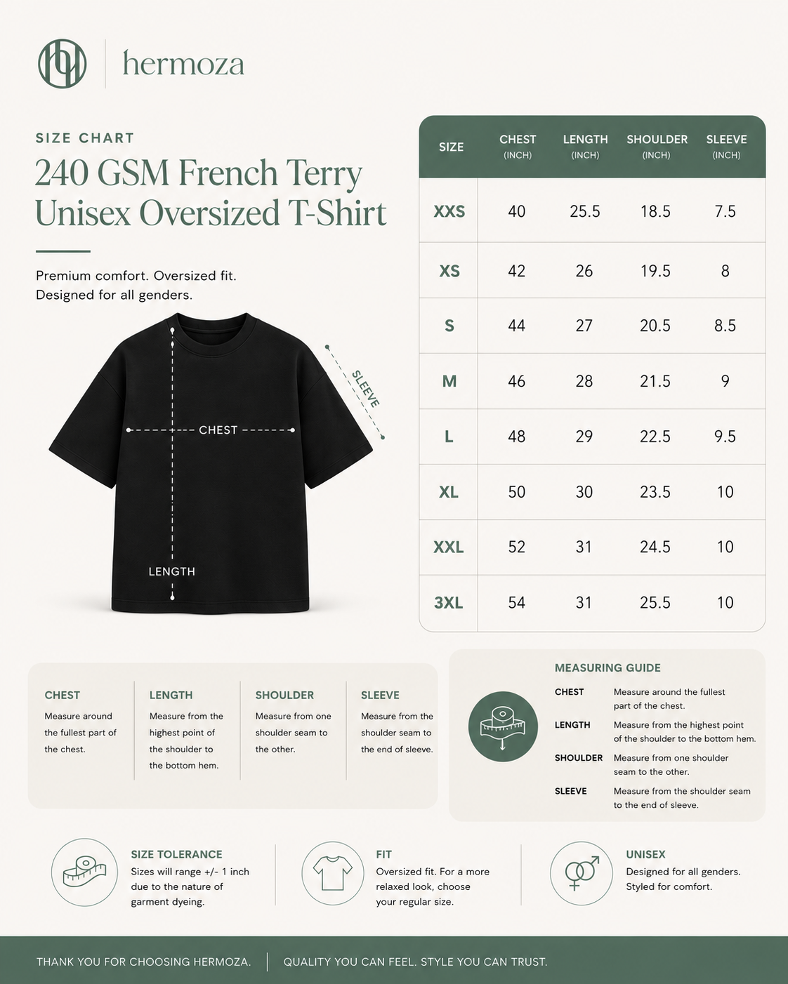 Size Chart for Crochet Artist- NO WORRIES - black Oversized T-Shirt