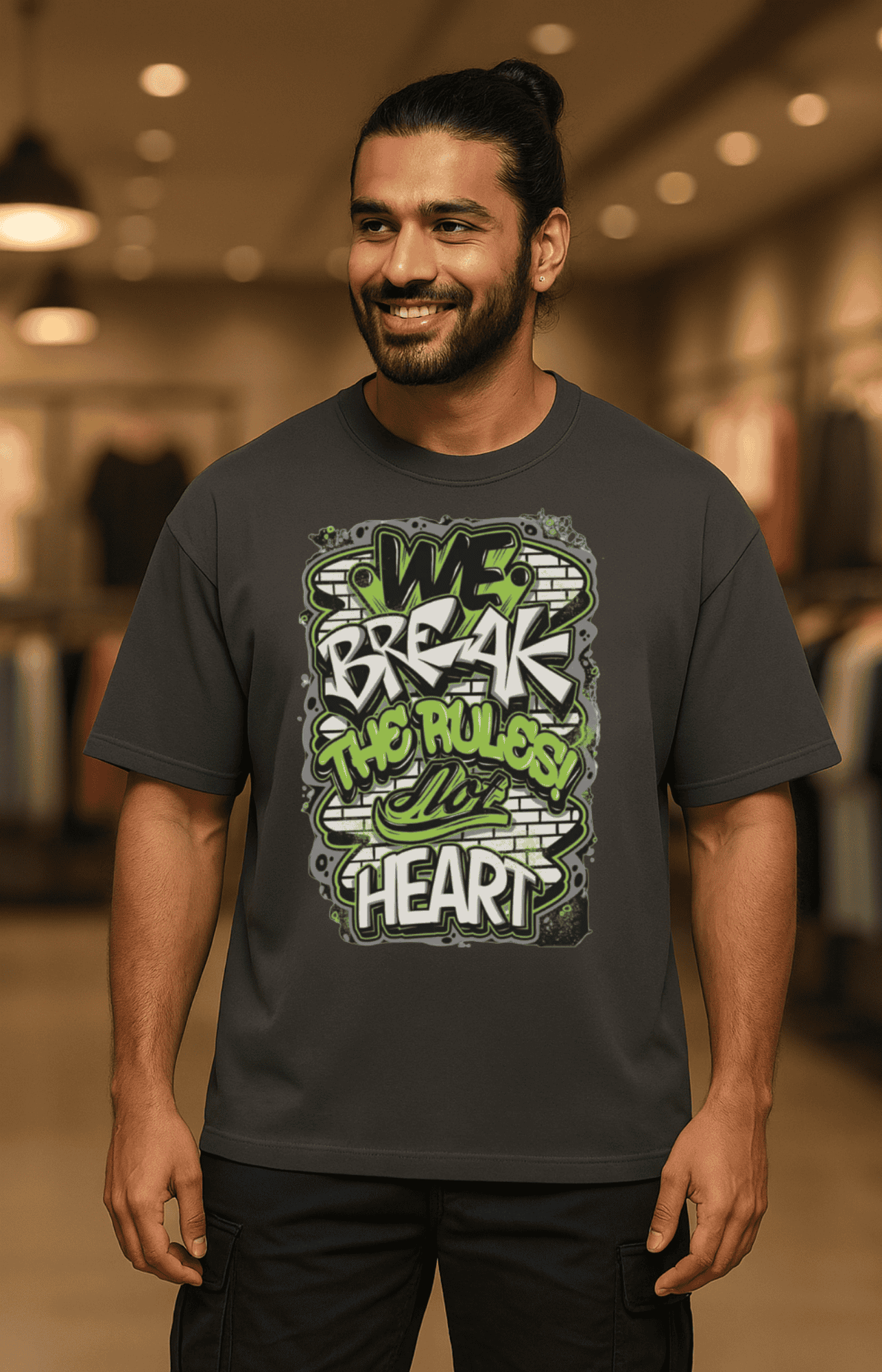 Oversized Terry Cotton T-Shirt for Men and Women - Graphic Design Break Rules