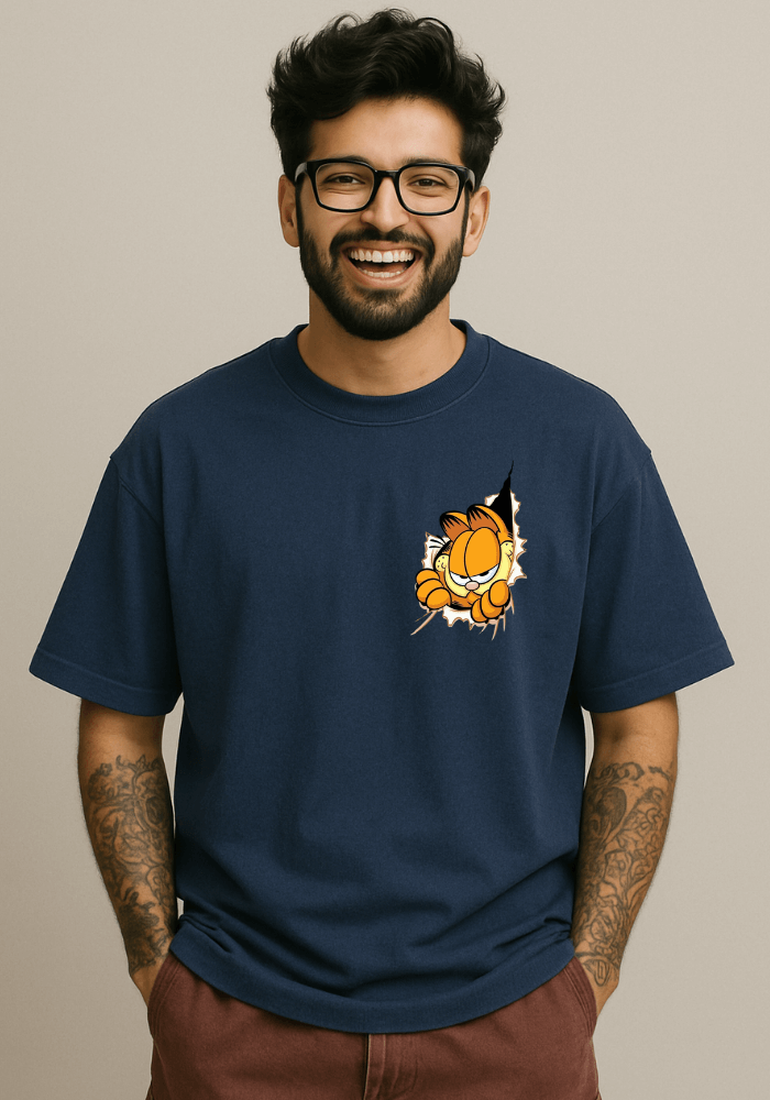 Garfield Peek Through Oversized Drop Shoulder T-Shirt