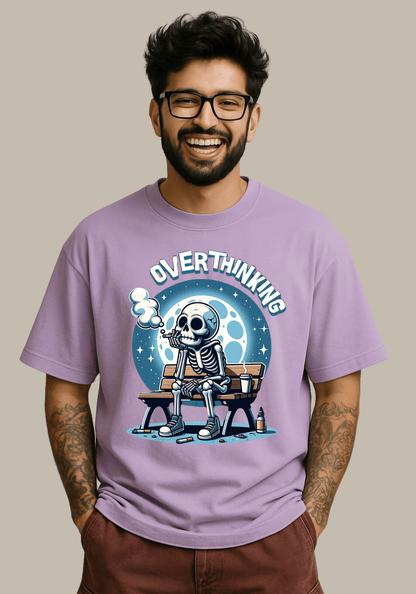 Overthinking Skeleton Oversized Drop shoulder Tshirt