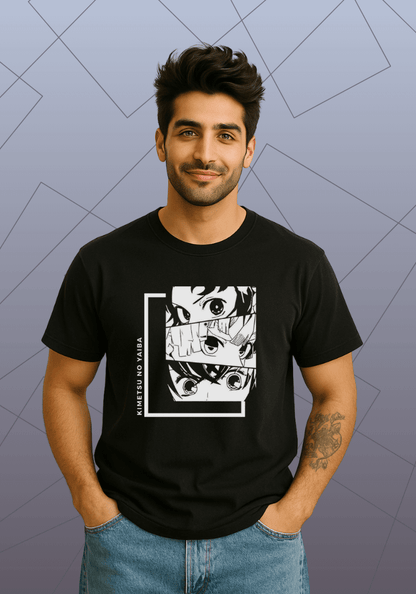 Premium Honeycomb Cotton T-shirt – Demon Slayer Kimetsu no Yaiba Anime Design
