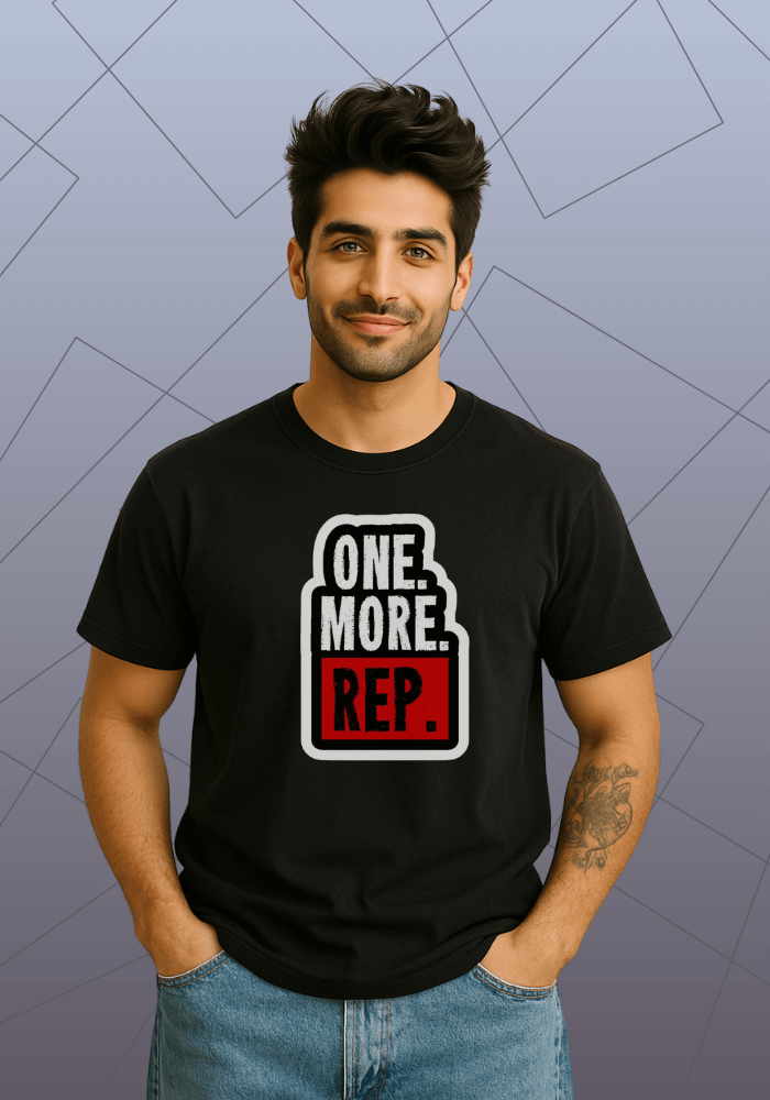 Premium Honeycomb Cotton T-shirt – One More Rep Motivational Quote