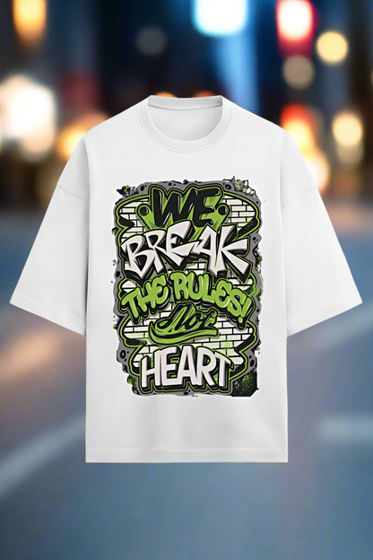 Oversized Terry Cotton T-Shirt for Men and Women - Graphic Design Break Rules