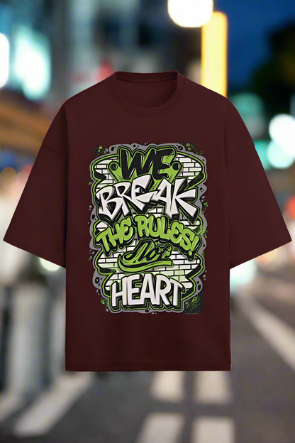 Oversized Terry Cotton T-Shirt for Men and Women - Graphic Design Break Rules