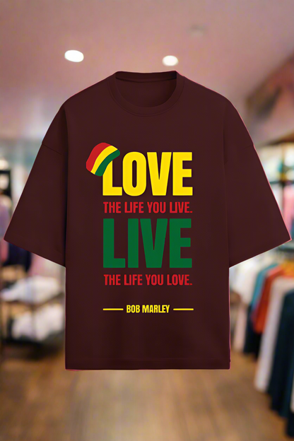 Oversized Terry Cotton T-Shirt for Men and Women - Love the Life You Live