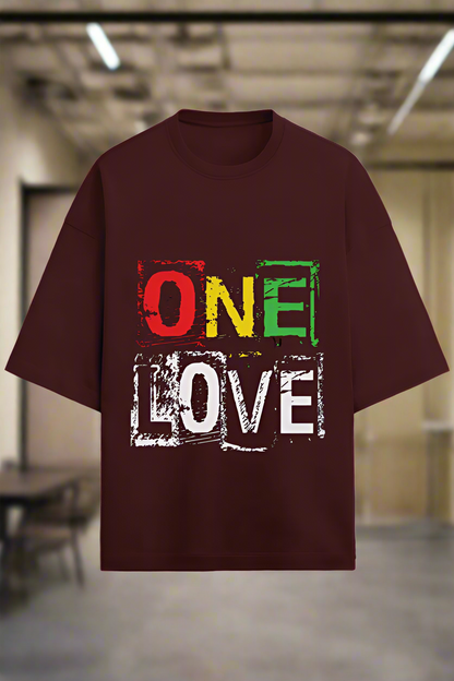Oversized Terry Cotton T-Shirt for Men and Women - One Love