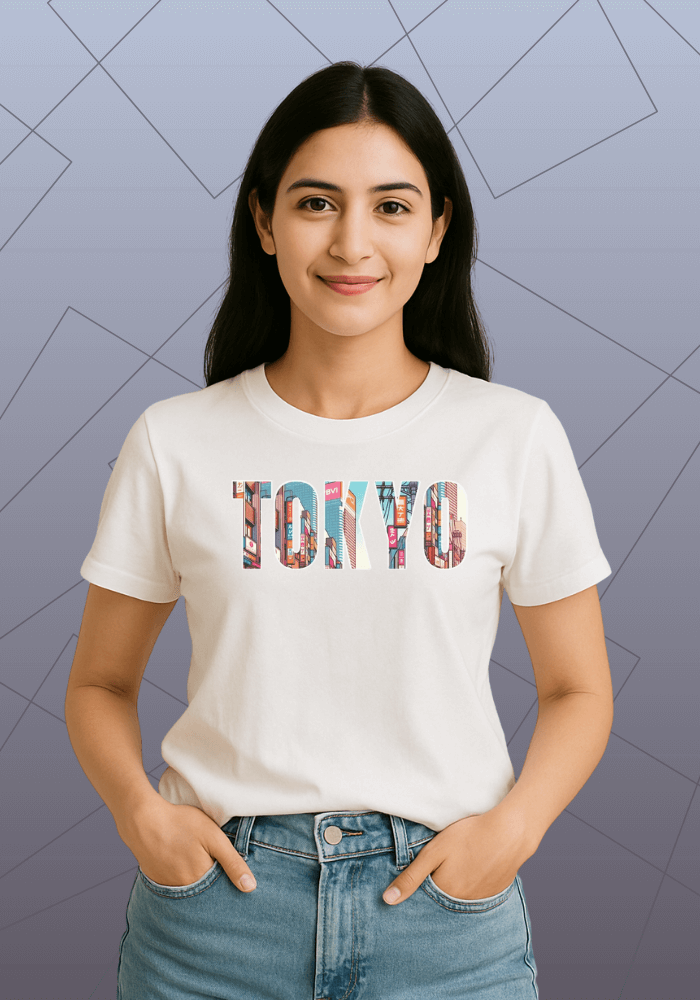 Premium Honeycomb Cotton T-shirt – Tokyo Statement Print