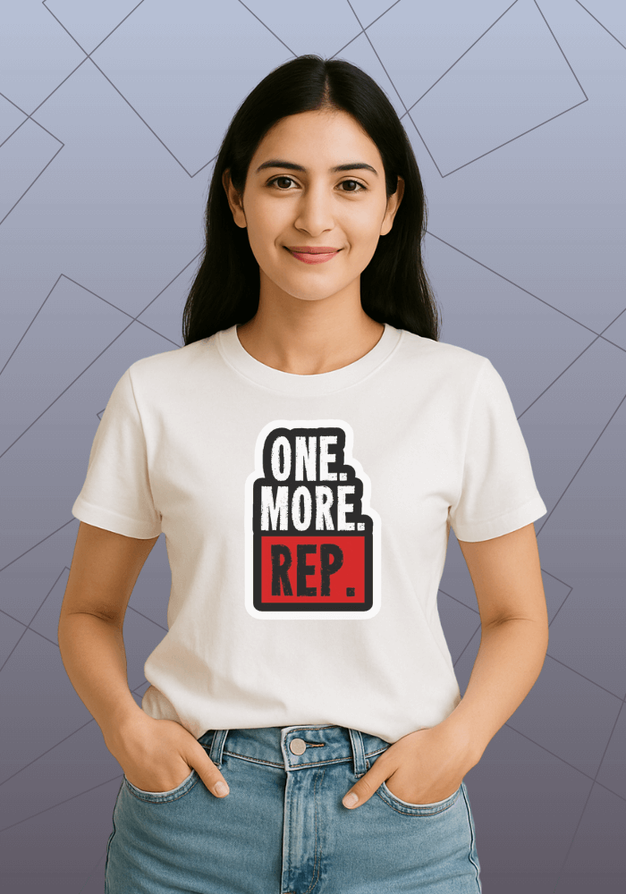 Premium Honeycomb Cotton T-shirt – One More Rep Motivational Quote