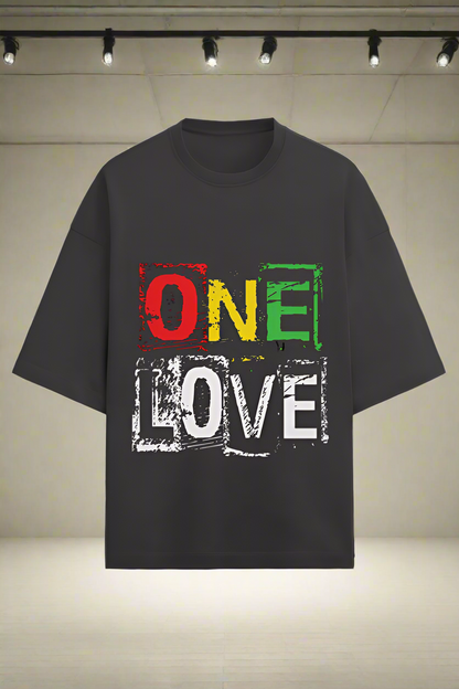 Oversized Terry Cotton T-Shirt for Men and Women - One Love