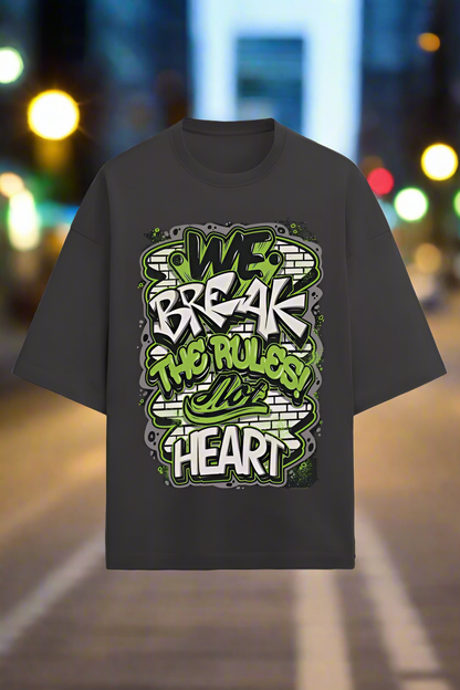 Oversized Terry Cotton T-Shirt for Men and Women - Graphic Design Break Rules