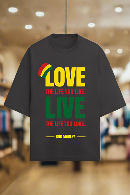 Oversized Terry Cotton T-Shirt for Men and Women - Love the Life You Live