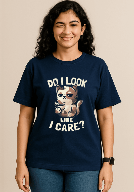 "Do I look like I care" oversized drop shoulder t-shirt