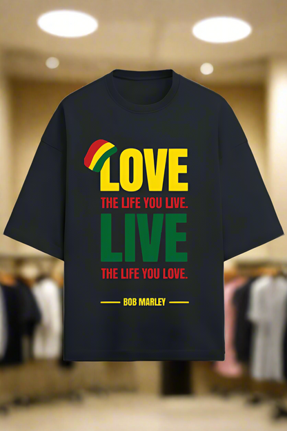 Oversized Terry Cotton T-Shirt for Men and Women - Love the Life You Live