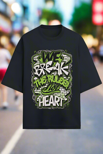 Oversized Terry Cotton T-Shirt for Men and Women - Graphic Design Break Rules