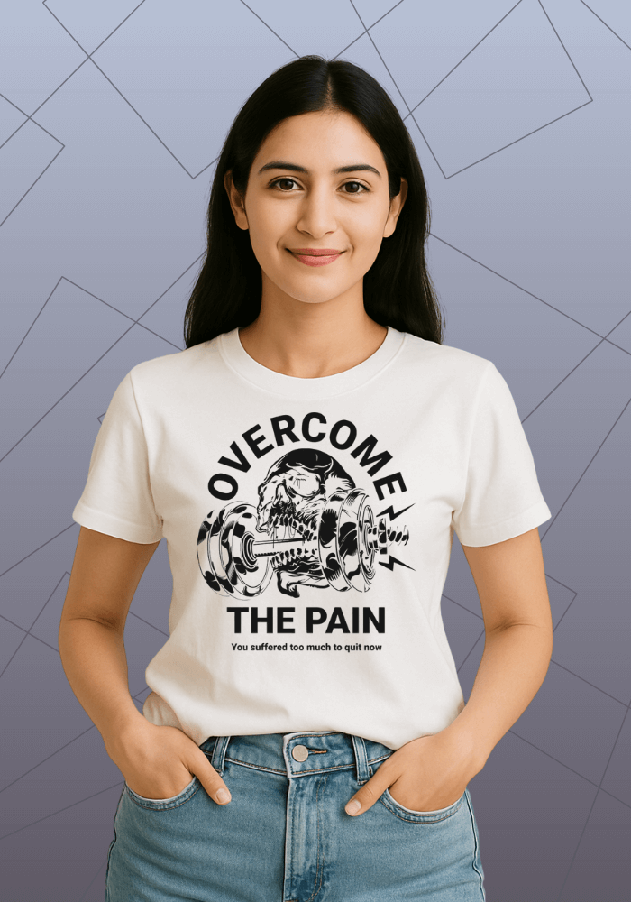 Premium Honeycomb Cotton Regular Fit Gym T-Shirt “Overcome The Pain”
