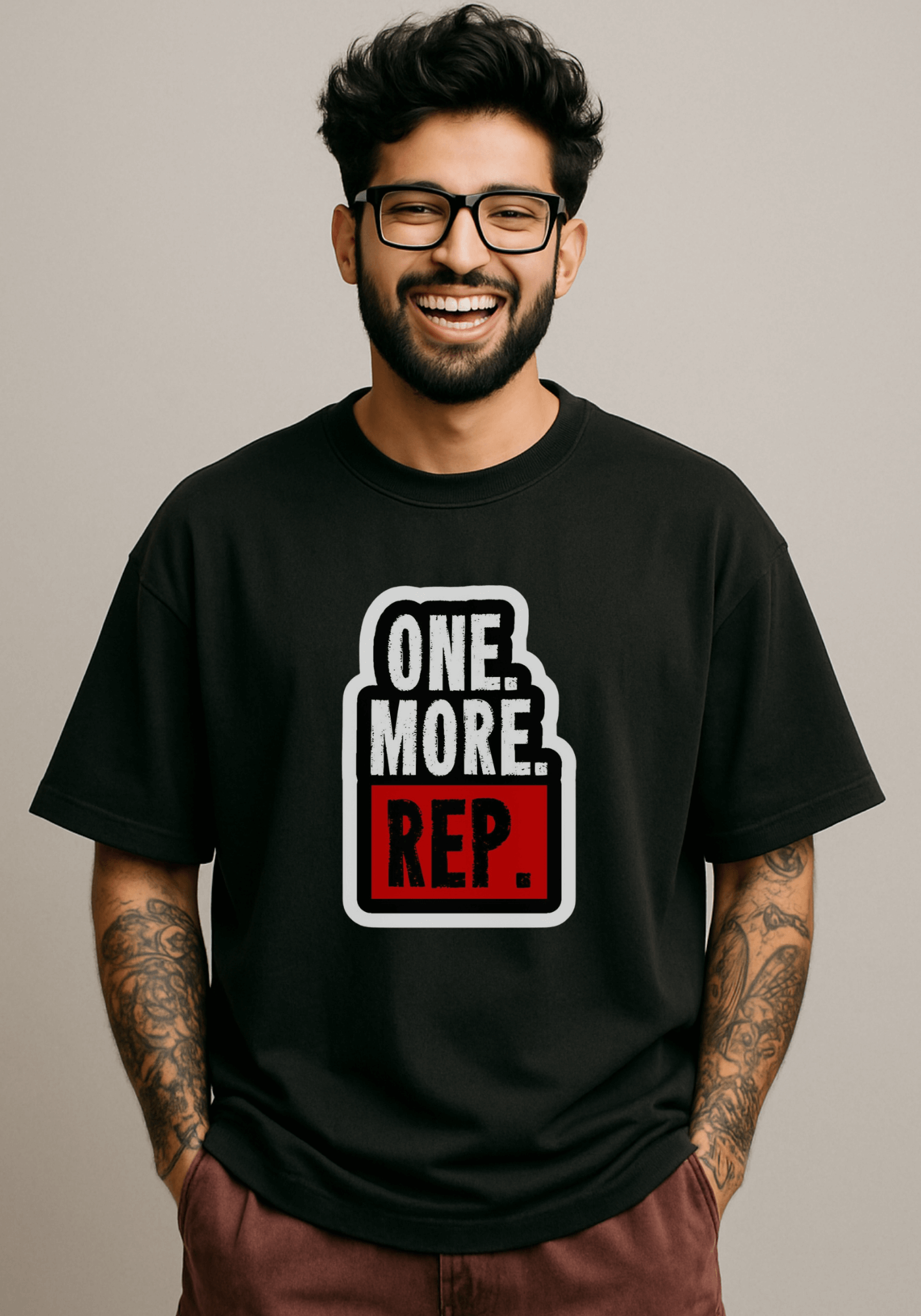 "One more reps" oversized Drop shoulder t-shirt