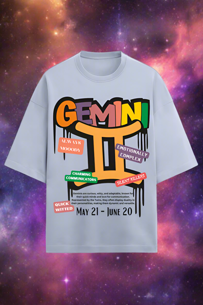 Oversized Terry Cotton T-Shirt for Men and Women - Gemini Edition
