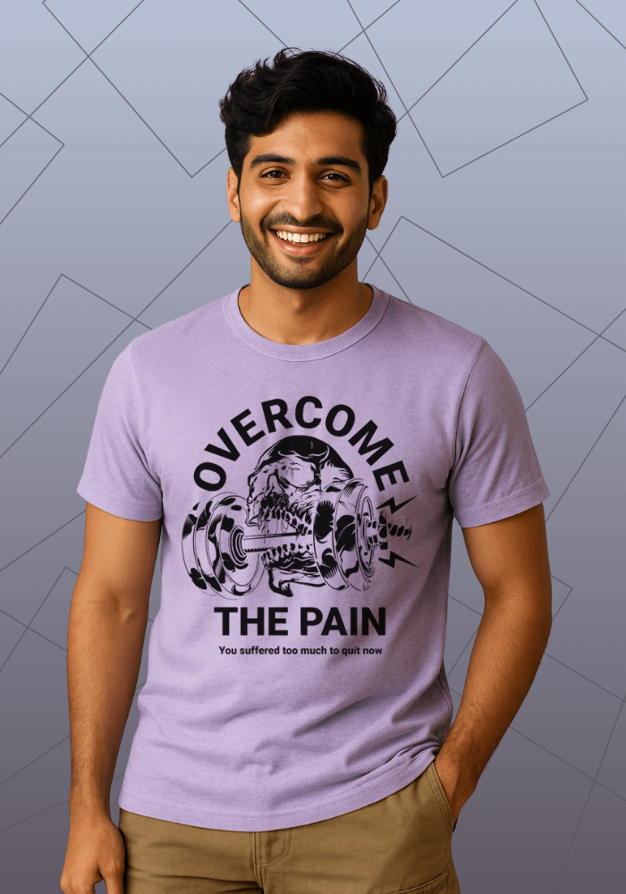 Premium Honeycomb Cotton Regular Fit Gym T-Shirt “Overcome The Pain”