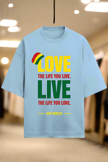 Oversized Terry Cotton T-Shirt for Men and Women - Love the Life You Live