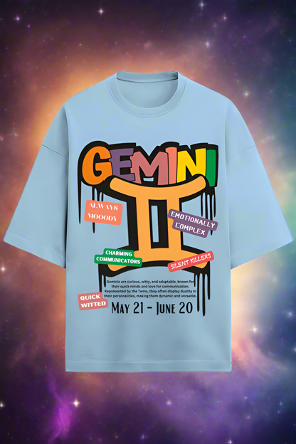 Oversized Terry Cotton T-Shirt for Men and Women - Gemini Edition