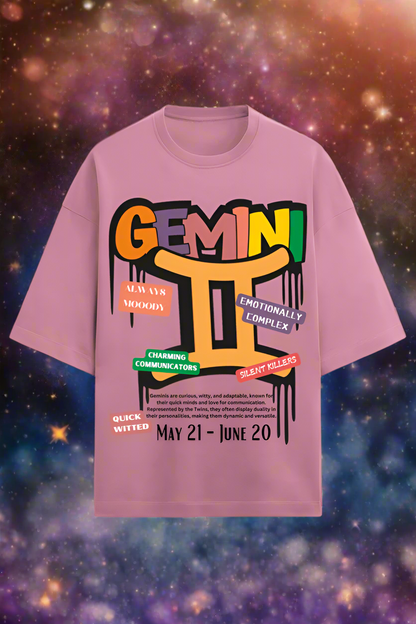 Oversized Terry Cotton T-Shirt for Men and Women - Gemini Edition