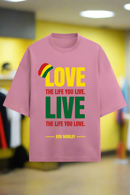 Oversized Terry Cotton T-Shirt for Men and Women - Love the Life You Live