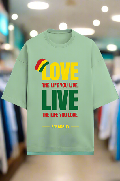 Oversized Terry Cotton T-Shirt for Men and Women - Love the Life You Live