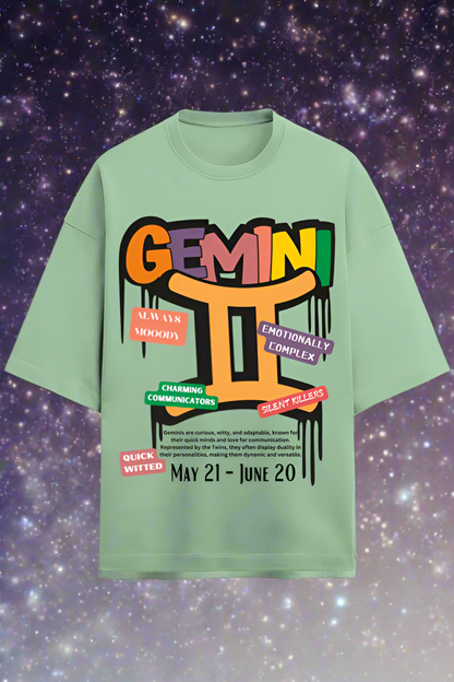 Oversized Terry Cotton T-Shirt for Men and Women - Gemini Edition