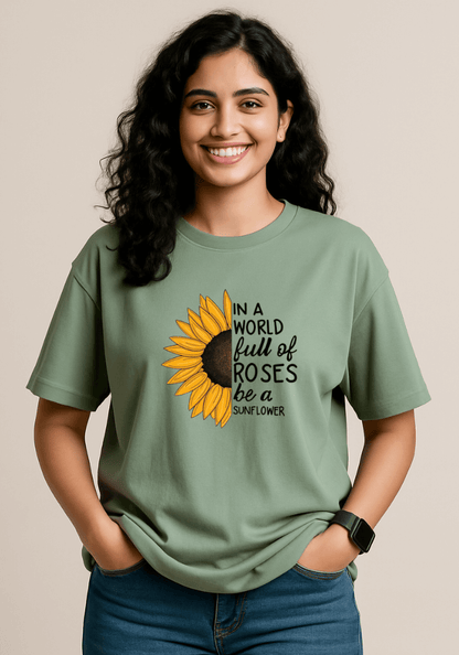 Be a Sunflower – Oversized Drop Shoulder T-Shirt