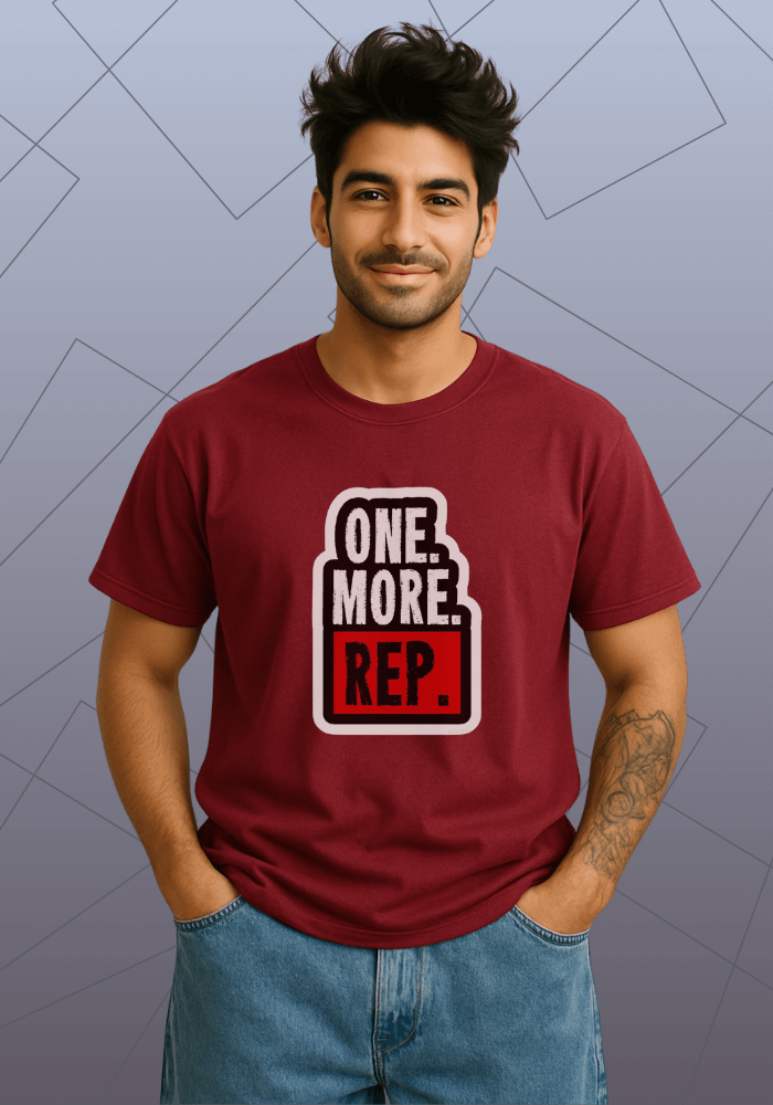 Premium Honeycomb Cotton T-shirt – One More Rep Motivational Quote